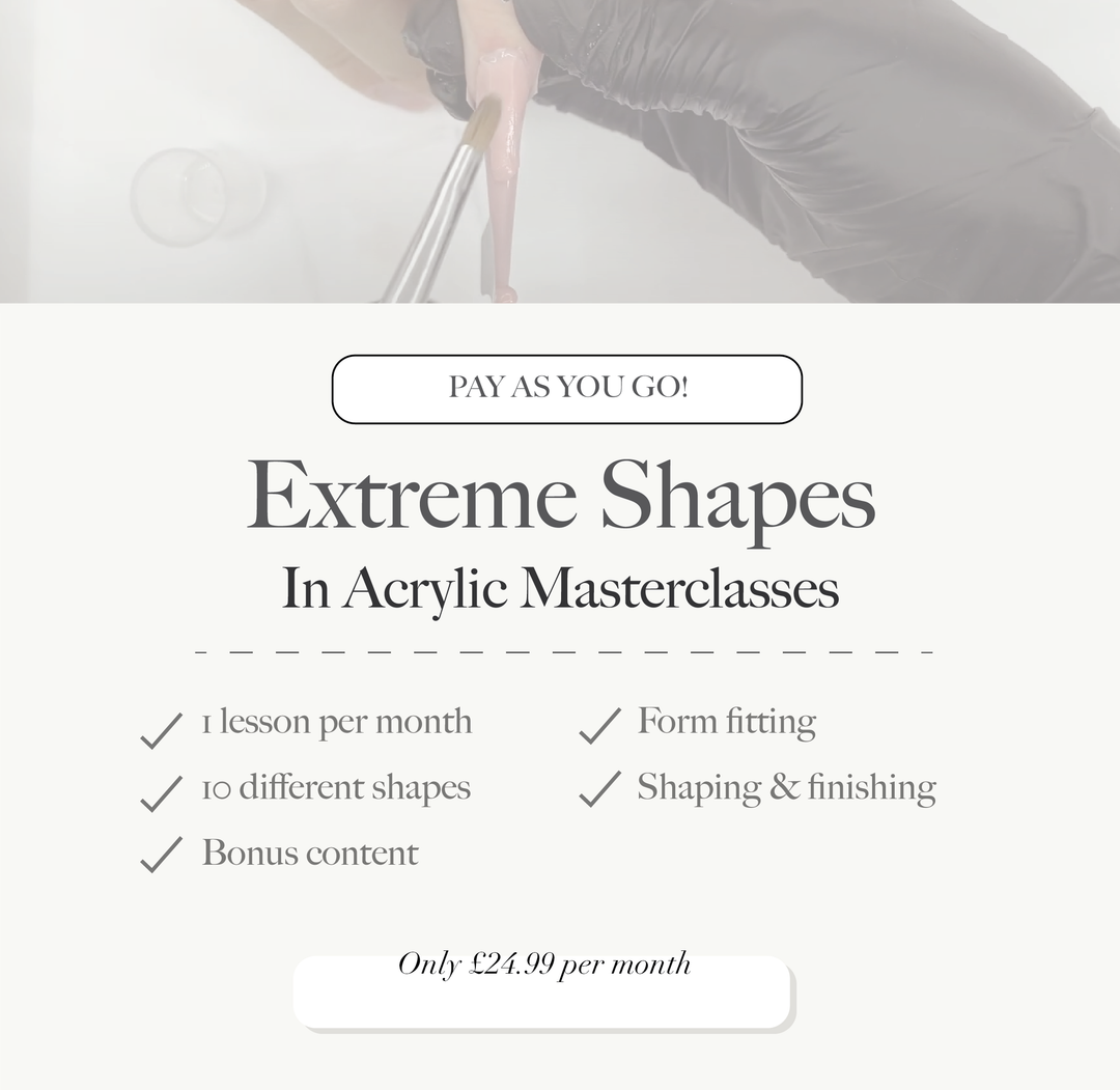 Extreme Nail Shapes in Acrylic Masterclass Pay As You Go Monthly Subscription