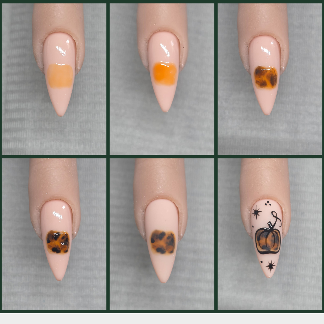 How to Create a Tortoiseshell Pumpkin Nail Design