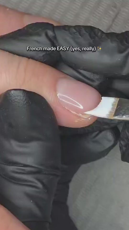 A video demonstrating Katie Barnes French Brush 08 in action on a short square nail.