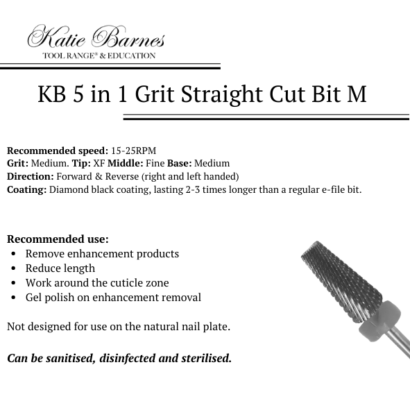 KB 5 in 1 Grit Straight Cut E-File Bit