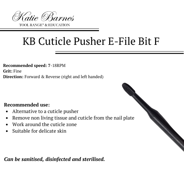 PRE ORDER KB Cuticle Pusher E-File Bit | Fine Grit