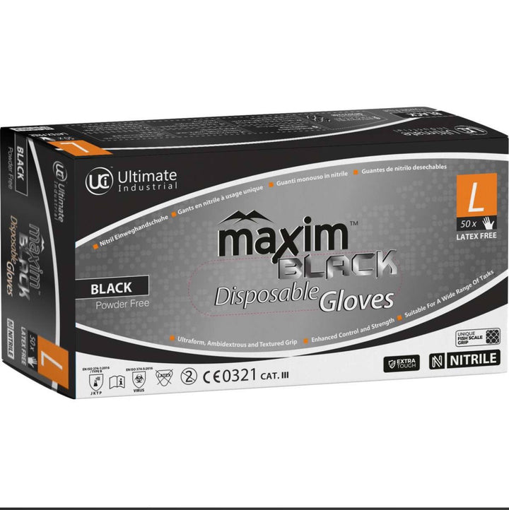 Black DG-Maxim Nitrile Gloves for Nail Techs